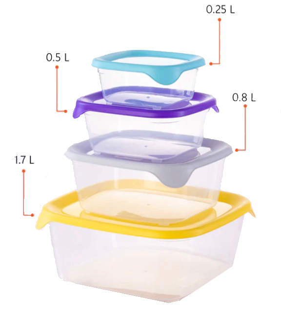 Classic Square Tupperware Set 3 pcs